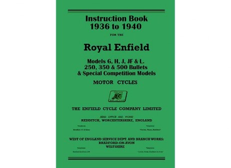 1936 to 1940 Royal Enfield G, J, J2, Jf, L, H handbook