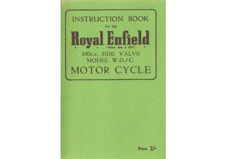Royal Enfield WD/C 350cc side valve Instruction Book