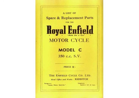 Royal Enfield WD/C 350cc side valve spare parts book